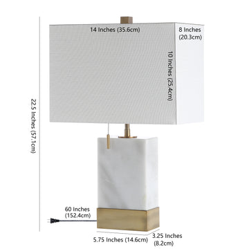 Trevor 22.5" Marble/Iron Gold Modern Console LED Table Lamp - JONATHAN Y